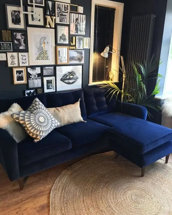 dark maximalist living room