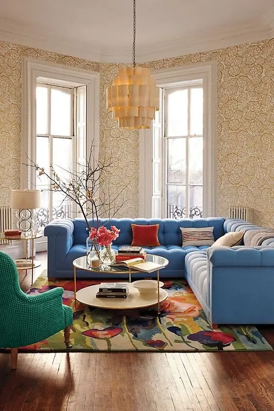 chic maximalist living room