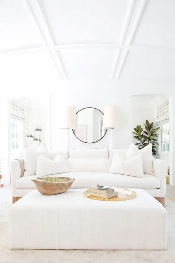 all white living room