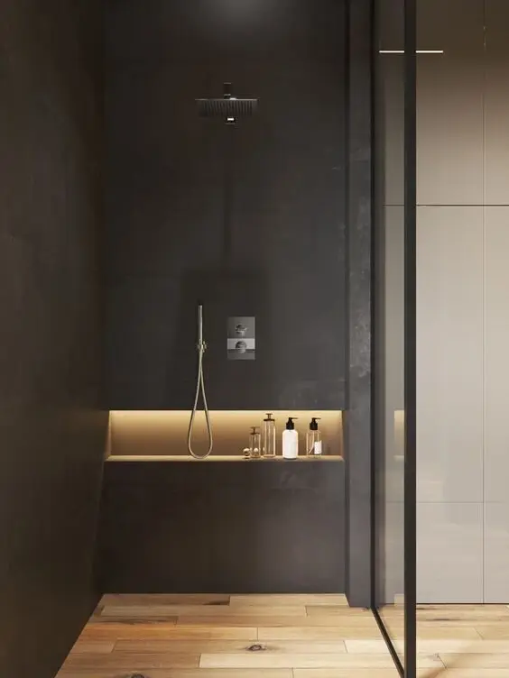 black minimalist bathroom