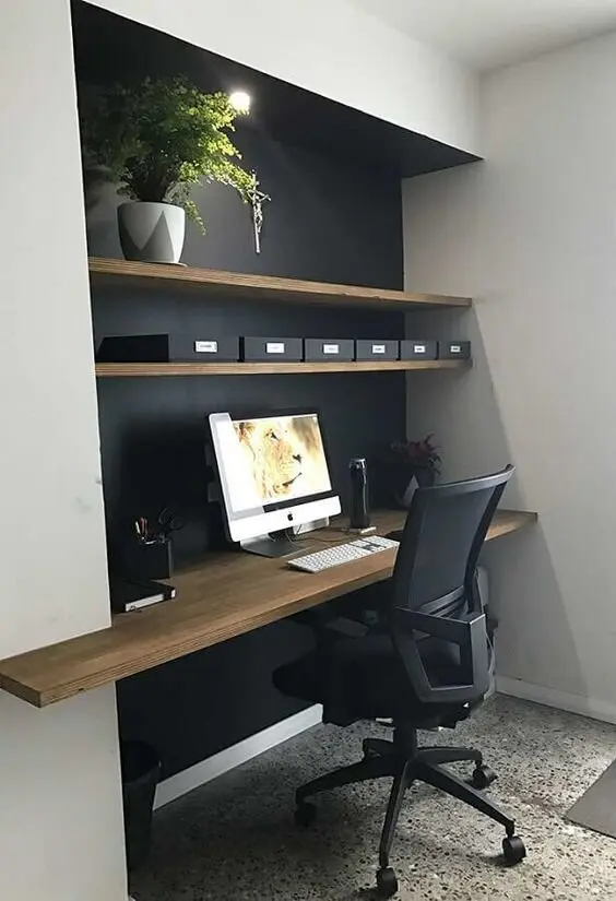 black modern home office