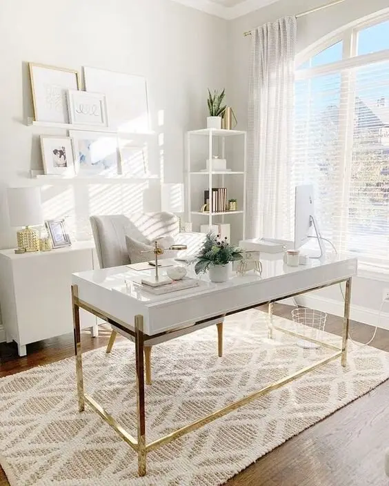 white elegant home office