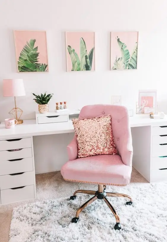 pink glam home office