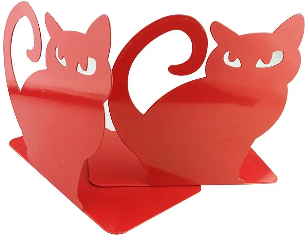 metal cat bookends