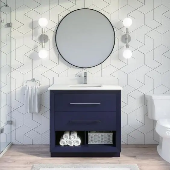 navy blue modern vanity