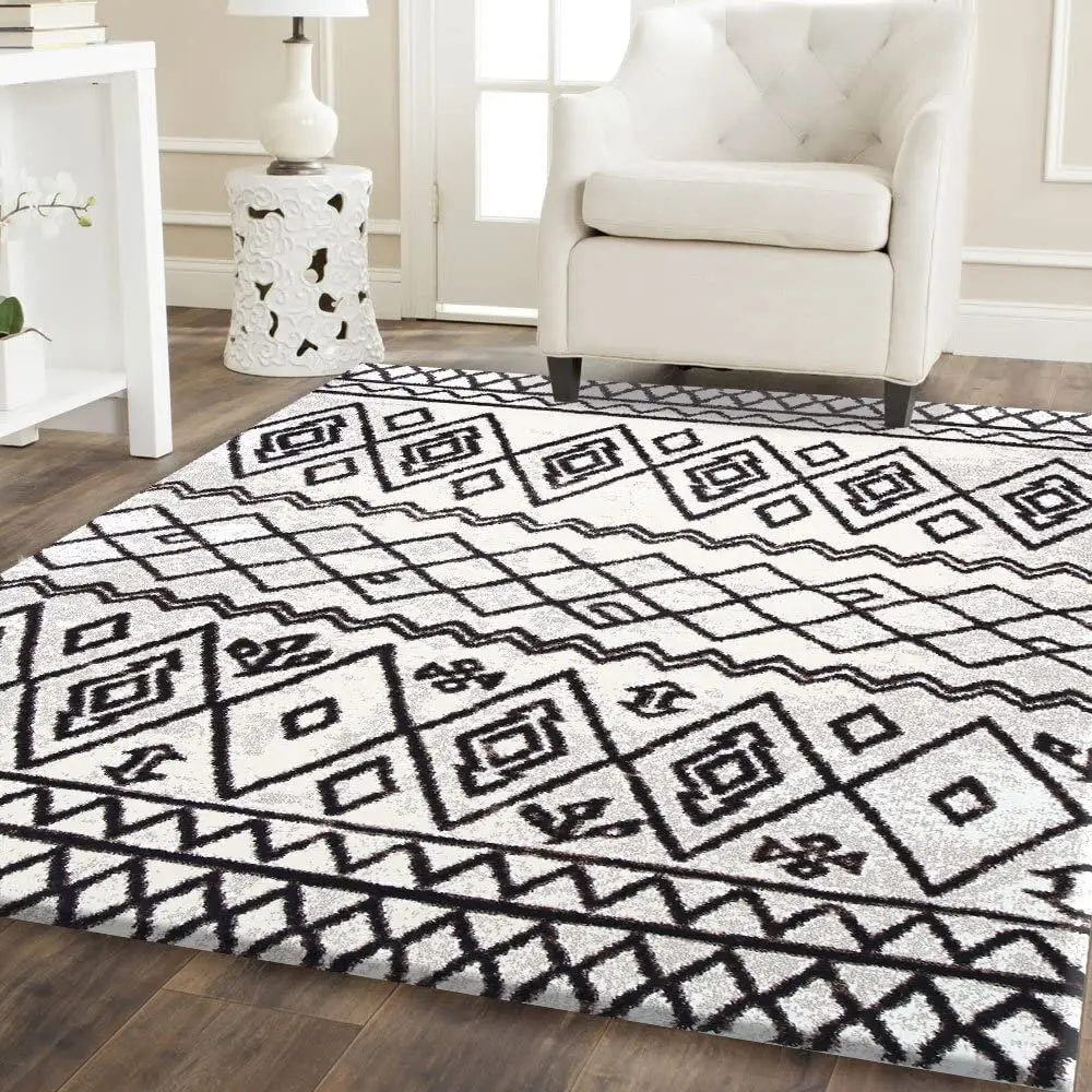 modern white living room rug