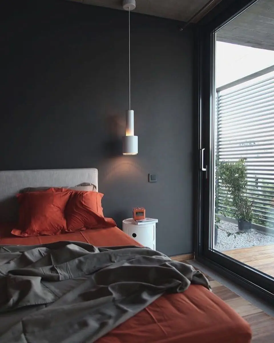 black and red bedroom