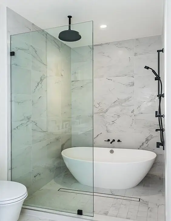 shower with bathtub