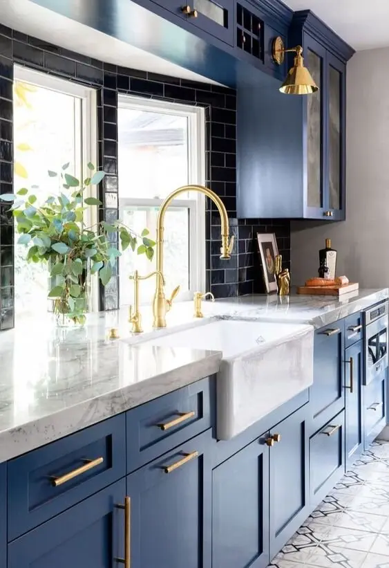 blue kitchen