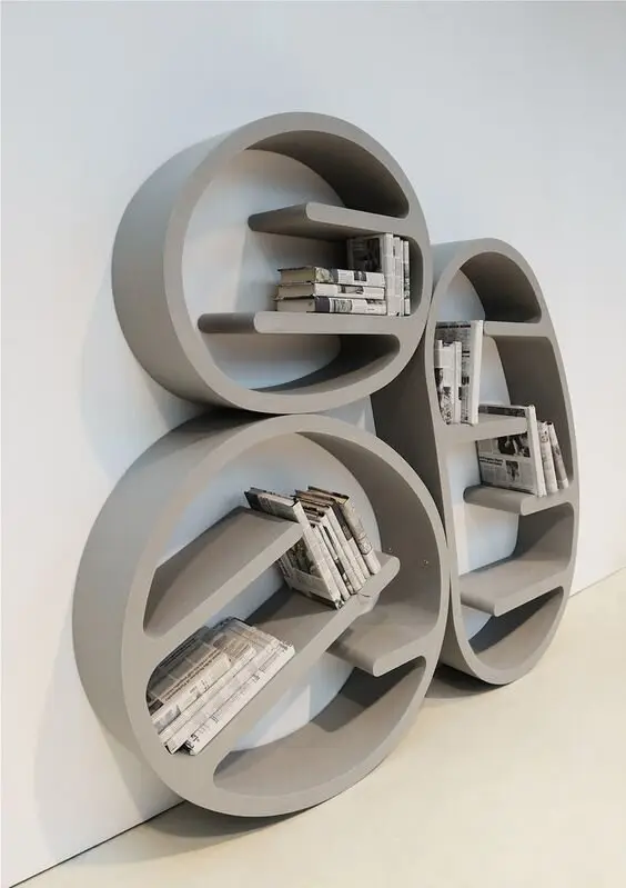 concrete bookshelves