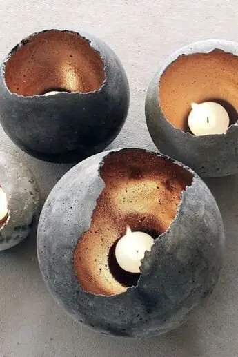 diy concrete candle holders