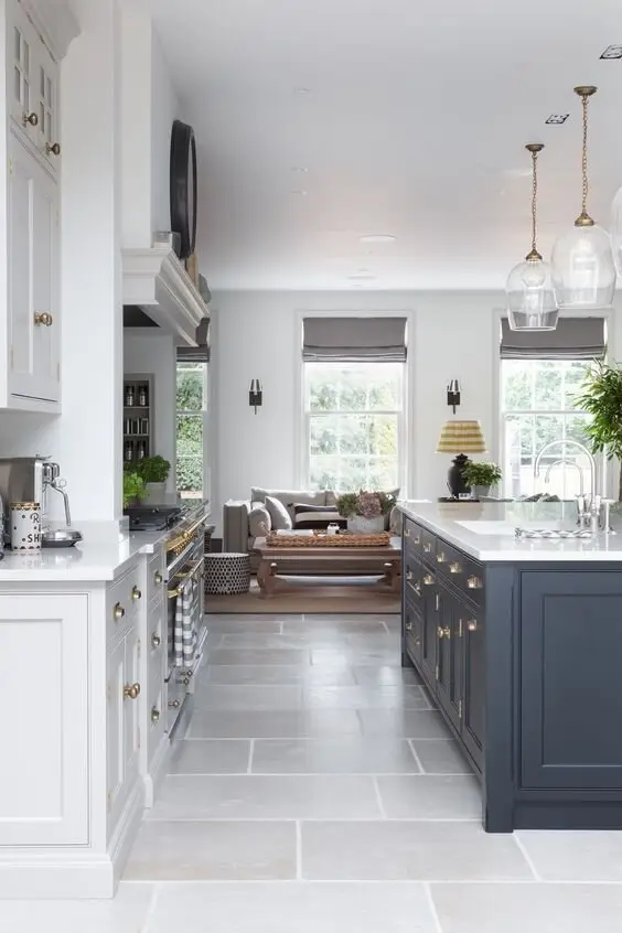 grey limestone kitchen floor