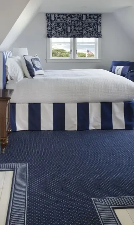 blue and white bedroom