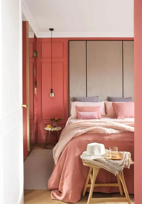 coral coastal bedroom