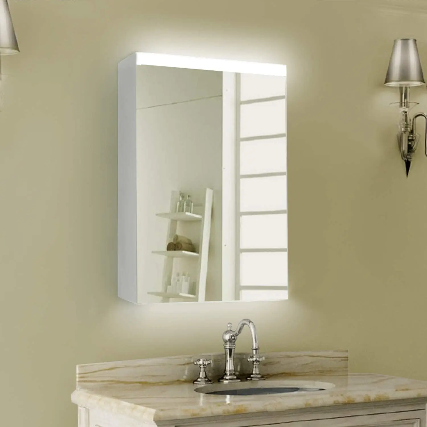 lighted bathroom mirror