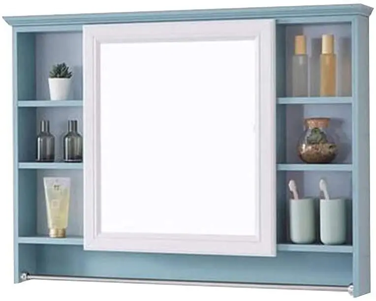 blue bathroom mirror
