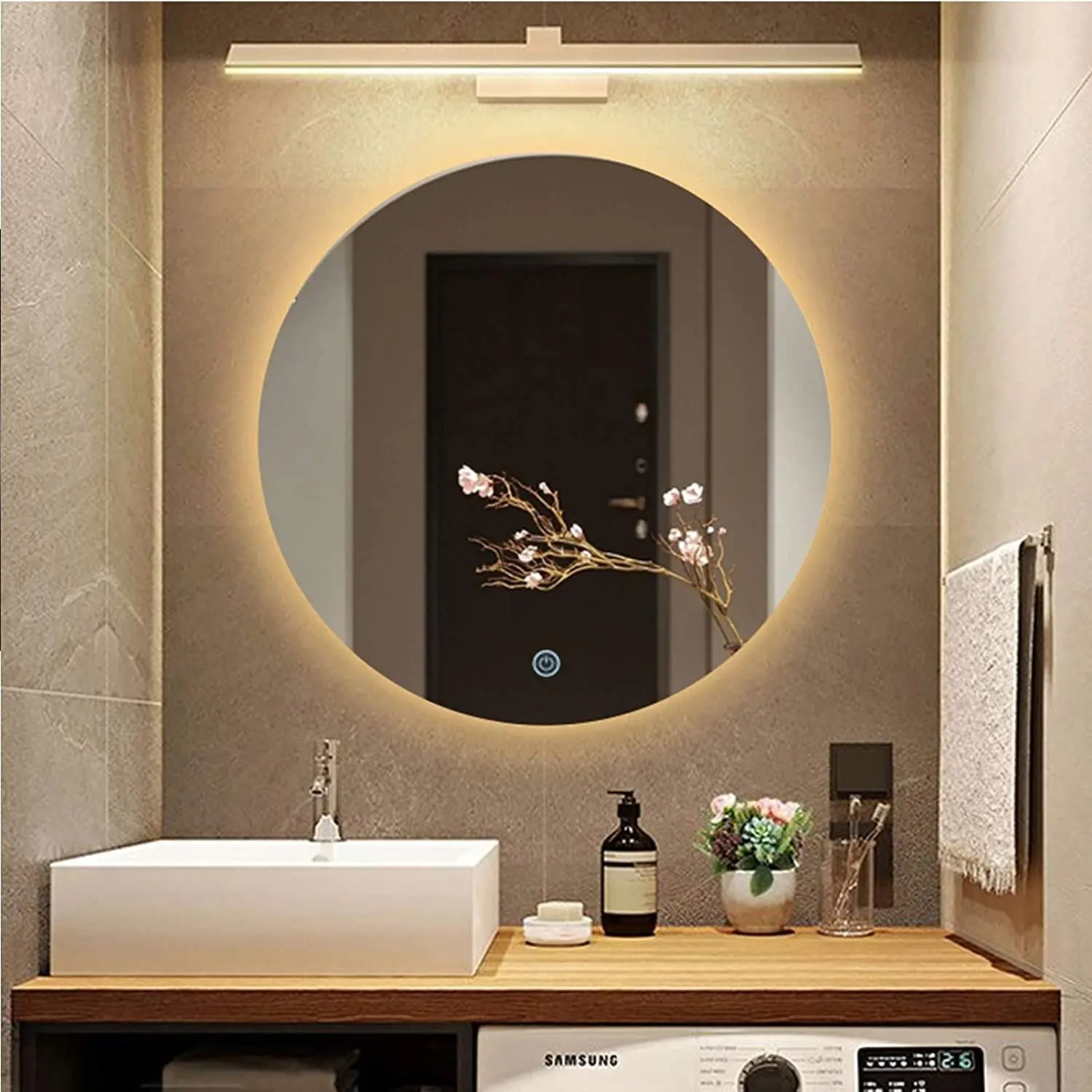 lighted bathroom mirror