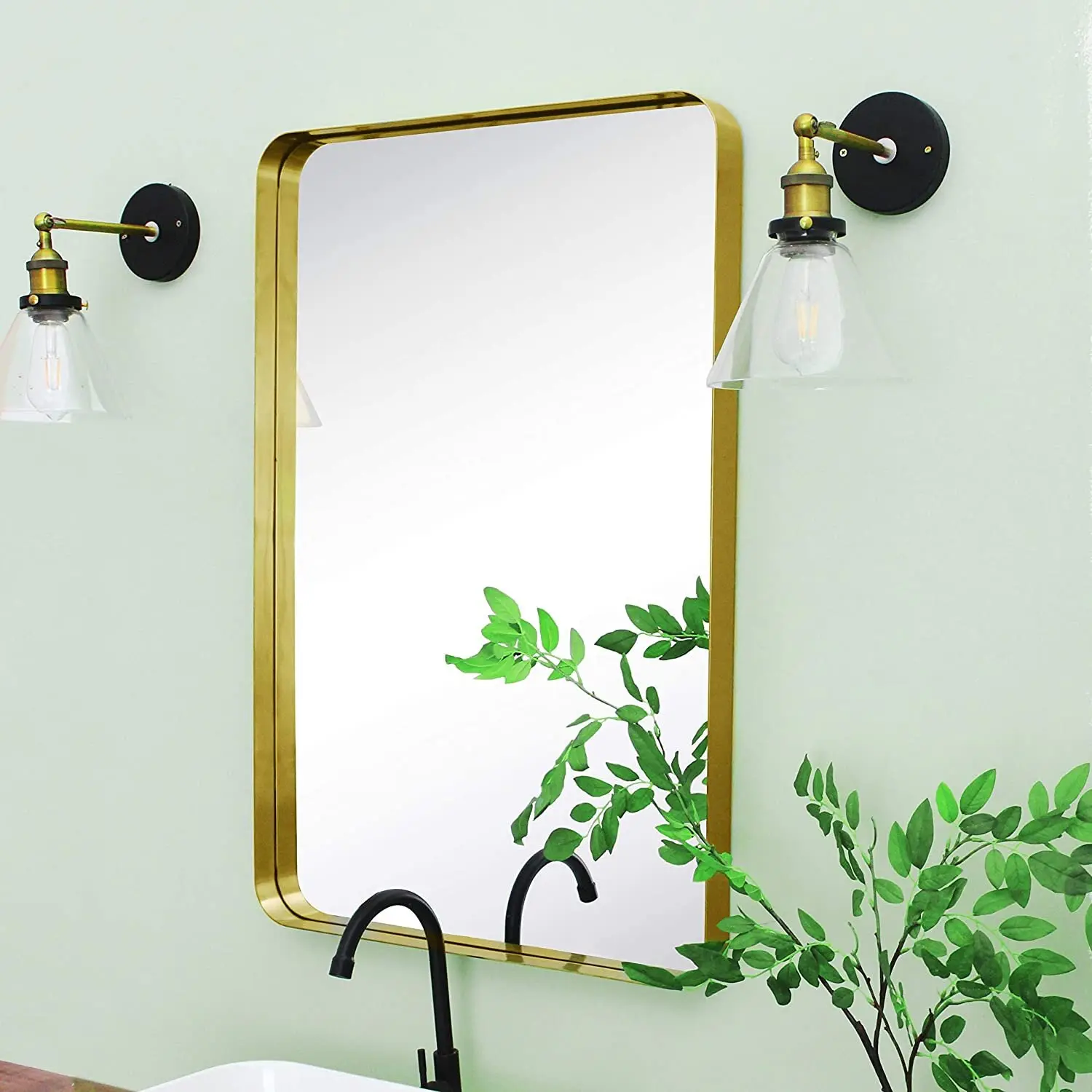 gold framed bathroom mirror